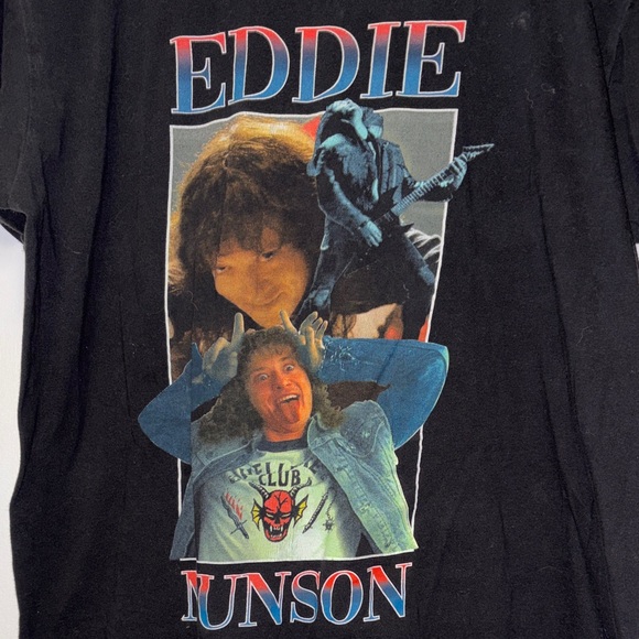 Netflix Black Eddie Munson Short Sleeve Tee - Picture 2 of 4